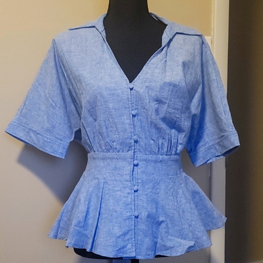 Denim color top with tie..